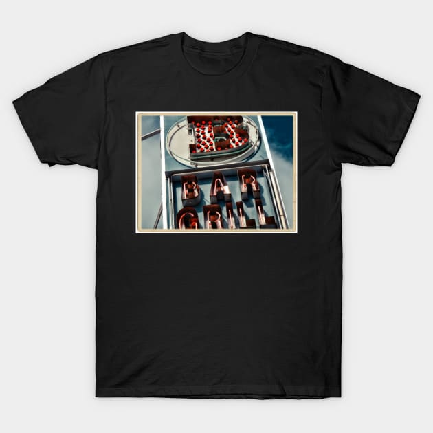 Bar Grill neon sign in NYC - Kodachrome Postcard T-Shirt by Reinvention